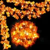 Party Decoration 2/3/6m Artificial Leaves Led Light String Dekor Fairy Garland Autumn Thanksgiving Home Inomhus utomhus
