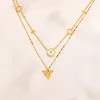 Luxury Design Necklace 18K Gold Plated Brand Stainless Steel Necklaces Choker Chain Letter Pendant Fashion Womens Wedding Jewelry Accessories Love Gifts kkcc