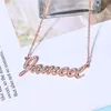 Rostfritt stål anpassat namn zirkonhalsband personaliserade kristallnamn halsband hängande kedja för kvinnor smycken födelsedagsgif 2240d