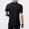 Costumes masculins A2943 Slim à manches courtes Patchwork V Coton Coton T-shirt noir bouton Men Tops Tees