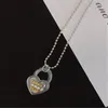 Pendant Necklaces Simple Trend Resin Heart-Shaped Lock Key Necklace Silver Color Clavicle Chain Couples Nightclub Hip Hop Jewelry