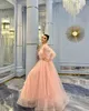 Rhinestone Draped A Line Prom Dresses Square Neck Puffy Sleeve Quinceanera Party Gown Layered Tulle Long Womens Maxi Dress