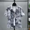 Mäns avslappnade skjortor Summer Tie-Dye Plus Size Breattable Toin Flower Shirt 190 kg 11xl 10xl Big Cotton for Men 9xl