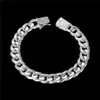 Bracciale in argento 925 da uomo con fibbia quadrata laterale per regali di nozze JSPB037 Regalo bestia per uomini e donne, ciondolo in argento sterling placcato bra217R