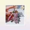 Luxury Cartoon Cute Bear Crystal Rhinestone Bling Keychain Designer Unisex Key Chain Pendant Rostfritt stål Keychain -väskor Accesso6768029