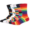 Chaussettes longues en coton peigné pour hommes et femmes, décontractées, à rayures chaudes, style Hip Hop, cadeaux d'affaires amusants pour filles