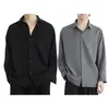 Mäns casual skjortor Män enbröd topp Stylish Formal Business Shirt Classic Turn-Down Collar Loose Fit Pure Color for Fall