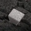 Bröllopsringar The Bling King Custom Icy Initial Ring for Men DIY Letter Number PAVED Baguette Cubic Zircon Square Cluster Ring Hip Hop Jewelry 231204