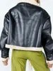 女性用ジャケット女性フェイクレザージャケット長いスリーブプラスサイズトップブレザーボタンラペルアウトウェアコート