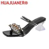 Sandalen Mode Diamant High Heels Sandalen Frauen Sommer Schuhe Elegante Frau Party Schuhe Klar Strass Quadratische Ferse Hausschuhe 6 cm 231204