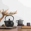 Yemek takımı setleri dekor küçük demir çay potu ev ofis kettle çaydanlık sapı soba tetsubin infuser döküm