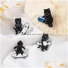Pins Brooches Sweet Sports Little Black Cat Enamel Brooch Badge Alloy Metal Cartoon Clothes Bag Small Jewelry Accessorie For Drop De Dhgxo