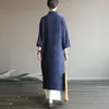Abbigliamento etnico 2023 Abito in lino di cotone con bottoni retrò Casual lungo cinese Qipao Lady elegante e grazioso cheongsam