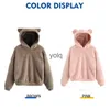 Felpe con cappuccio da donna 2023 Autunno Inverno Donna Manica lunga Orecchio di coniglio Cappuccio Felpa Carino Peluche Caldo Casual Felpa con cappuccio Top S-5XLyolq