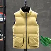 Men's Vests Padded Waistcoat Fashion Vest Thick Autumn Winter Warm Coat Outwear Quilting Jacket With Stereo Pockets Male Clothes