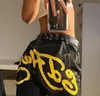 여자 점프 슈트 롬 퍼 힙합 스트리트웨어 Y2K 조깅 바지 여자 느슨한 바지 느슨한 바지 느슨한 넓은 다리 여자 고스 펑크 프린트 스웨트 팬츠 세련된 패션 바지 맨 231204
