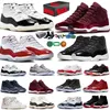 Med Box 11 Basketball Shoes Men Kvinnor 11S Cherry Cool Cement Grey Concord Bred Unc Gamma Blue Midnight Navy DMP Space Jam Olive Anniversary Trainers Sport Sneakers