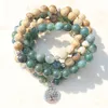 SN1005 Moss Agate Picture Jasper 108 Mala Beads Yoga Necklace Tree Of Life Mala Wrap Bracelet Everything About Nature and Meditati230S