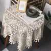 Tafelloper Vintage Lacey Koffie Cover Hand Gehaakte Rechthoek Ronde Doek Kwastje Eettafelkleden voor Bruiloft Decor 231202