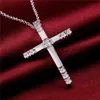 wedding Inlaid stone cross women's sterling silver plate Necklace fashion 925 silver pendant Necklace with chains GN539262J