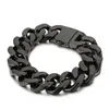 Bracelet en acier inoxydable bijoux noir grand bracelet cubain lien chaîne mode tendance 20mm 8 66 pouces 146g poids européen et A355e