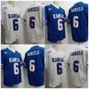 Kansas Jayhawks College Football Jersey 6 Jalon Daniels Blue White Mens Jerseys Rozmiar S-3xl