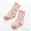 Детские носки Зимние хлопковые утепленные детские носки Детские теплые носки-трубочки для маленьких мальчиков и девочек Сплошные носки в полоску для малышей Детские дешевые вещи R231204