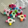 Accessori per capelli 5 pezzi/lotto corde per palline per bambini invernali calde fasce elastiche colorate a contrasto copricapo per ragazze in peluche carino