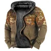 Sudaderas con capucha para hombres 2023 Vintage Otoño Invierno Hombres Zip Up Manga larga Chaquetas con capucha de lana Gráficos tribales Imprimir Ropa de abrigo informal Sudaderas