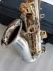 Real Shot Brand New Alto Saxophone A-W037 Nickel Plated Gold Key Super Professional High Quality Sax Mouthpiece