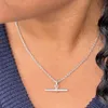 Kina grossist minimalistisk vermeil t-bar halsband 18k guld rostfritt stål populärt pendell mode smycken halsband för kvinnor