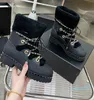 Newest Luxury Designer Top-Level Ladies Ankle Autumn New Metal chain rivet Bordered Decor Height Increasing Short Boots Warm Thick Bottom Female