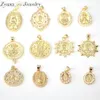10st Gold Color Micro Pave Cz Jungfru Maria Jesus Charms Pendant Findings smycken 0927188N
