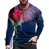 Magliette da uomo T-shirt hip-hop stampata in 3D O-collo a maniche lunghe estiva Top Fashion Casual