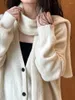 Damen-Strickjacke, entspannt, luxuriös, einfarbig, lange Strickjacke mit Schal, koreanischer Stil, V-Ausschnitt, lockere Pulloverjacke, Lazy Casual Vibes