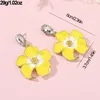 Dangle Earrings Korean Style Cute Enamel Flower Drop For Women Sweet Statement Wedding Crystal Earring Party Birthday Jewelry