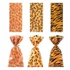 Gift Wrap Jungle Animal Theme Plastic Cookie Candy Bags Leopard Tiger Giraffe Printed Packing Birthday Baby Shower Decorations