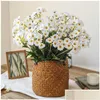 Couronnes de fleurs décoratives Bouquet de marguerite blanche DIY Décoration de la maison Plantes artificielles en soie Fausse fleur Garden Party Drop de livraison Fe Dhetm