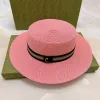 23ss Designer Brede Rand Strohoeden voor Mannen Vrouwen Emmer Hoeden Letter G Strawhat Gras Gevlochten Caps zon hoeden hoge kwaliteit