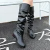 Boots Autumn Women's y Heel Thigh High Ladies Plus Size Fashion Wrinkle Knee for Women Long Riding Botas 231204