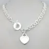 Sterling silver 925 classic fashion heart tag pendant ladies necklace jewelry holiday gift 210929216J