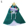 Trajes de gato Pet Christmas Costume Capa Capa com Capuz com Pompons Coloridos Decoração de Estrela Dourada