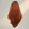 yielding Orange Brown Big Wave Long Curly Hair Wig Full Headset Wigs