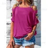 Women's T-Shirt Trendy Hollow Short Sleeve Leisure Cozy Womens Plus Size Lady T-Shirt Solid Color Pullover All-Match Summer Raglan Sleeve T231204