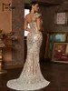 Casual Dresses Missord Golden Mermaid Evening Dress Elegant Women One Shoulder Sleeveless Leopard Sequin Bodycon Maxi Prom Party Gown