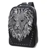 Sac à dos en cuir PU Lion imprimé motif sacs à dos sacs à dos d'ordinateur portable de mode sacs à bandoulière cartable 46x31x12 cm 2022300b