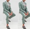 Men's Suits Fashion Slim Fit Costume Homme Green Notch Lapel Men Tuxedo Terno Masculino Prom Groom 2 Pieces Blazer