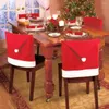 Cadeira cobre Natal Papai Noel Chapéu Capa Decoração Mesa Ano 2024 Ornamento para Casa Navidad Noel Xmas Presente