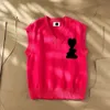 Amis Designer Sweater Top Quality Clássico Bordado Amor Coração Vermelho Sem Mangas Colete De Lã De Malha Para Homens E Mulheres No Outono E Inverno