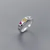 Cluster Rings Foyuan Japan Sydkorea Produkt I Colorful Diamond Oregelbundet kärlek Ring Multi Color Stone pekfinger